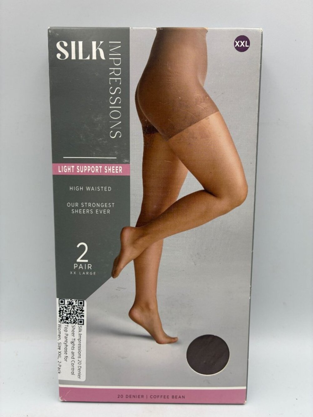 Silk Impressions Light Support Sheer XL Pantyhose 20 Denier Coffee Bean XXL